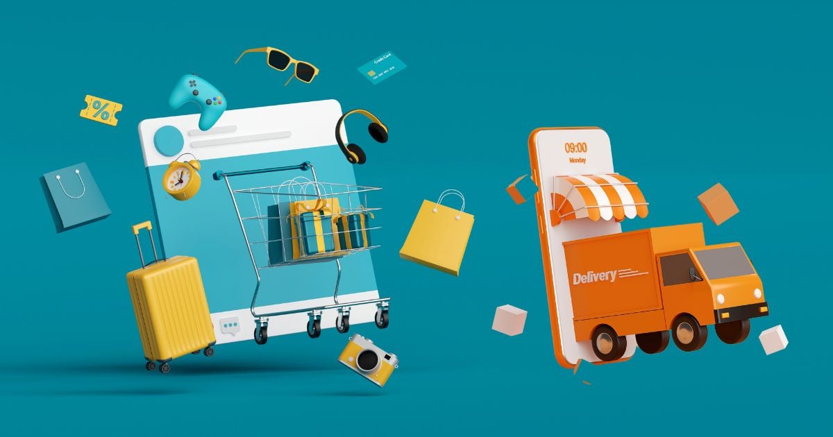 eCommerce concept purchasing and delivery