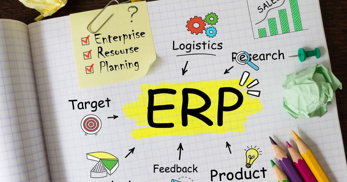 Notebook with notes and tools about ERP concept