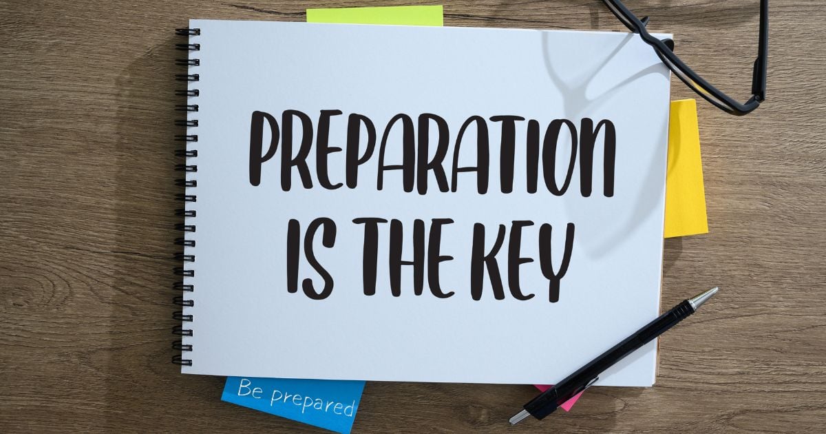 Preparation is key written on a notebook